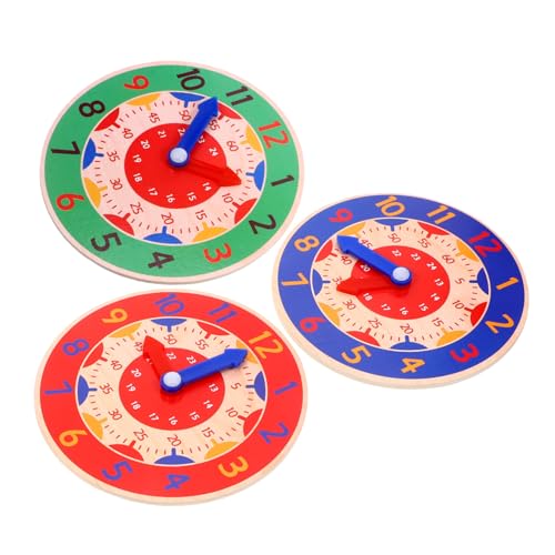 YARNOW 3Stücke Teiliges Lernspielzeug Uhr aus Holz für Kognitive Zeiterkennung mit Nummern und Farben Pädagogisches für Kleinkinder für Interaktive YARNOW 3Stücke Teiliges Lernspielzeug Uhr aus Holz für Kognitive Zeiterkennung mit Nummern und Farben Pädagogisches für Kleinkinder für Interaktive von YARNOW