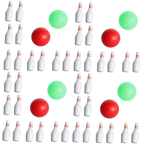 YARNOW 4 Sätze Mini Bowling Set für Puppenhaus Teiliges Detailliertes Dekorationsmodell für DIY Projekte und Fotoshootings Miniatur Sportaccessoires Leicht zu Handhaben Lagern von YARNOW