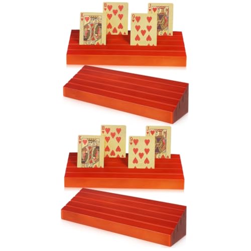 YARNOW 4 Stck. Spielkartensockel aus Holz Kartenhalter für Kartenspiele Spielkartenfach Spielkartenhalter Brückenkartenhalter Kartenhalter Holz Spielkartenständer Kiefernholz Braun von YARNOW