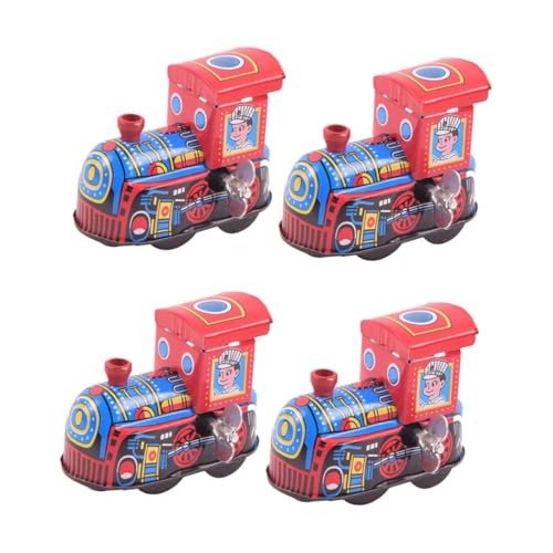 YARNOW 4 Stck. Teiliges Retro Dampflok Mechanische Aufzieh Lokomotiven für Buntes Mini Zugspielzeug Handliches Fördert Interaktives Lernen von YARNOW