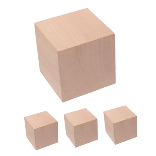 YARNOW 4 Stück Bausteine ​​Lehrmittel Vorschulblöcke unfertige Holzwürfel Vorschulspielzeug holzklötze Sortierwürfel Leere Holzwürfel Leere Holzklötze hölzern Khaki von YARNOW
