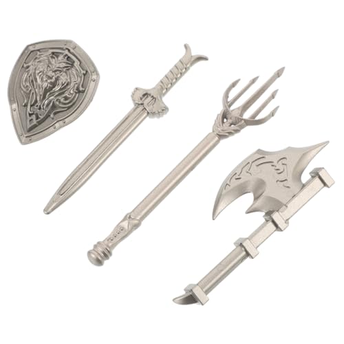 YARNOW 4 Stück Bausteinzubehör Zubehör für Actionfiguren Mini-Armeefiguren Fechtschwert-Requisite Burg Bausteine Kinderschwerter für Jungen Plastik Silver von YARNOW
