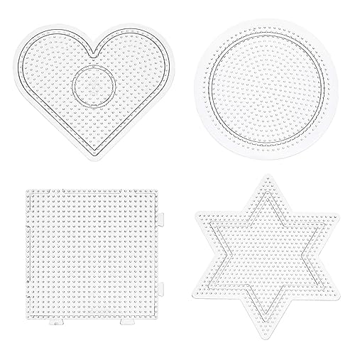 YARNOW 4 Stück Bügelperlen Steckplatten Teile Transparente Kunststoff Vorlagen für DIY Bastelwerkzeug Kreatives Lernspielzeug Verschiedenen Formen Sechseck Herz von YARNOW