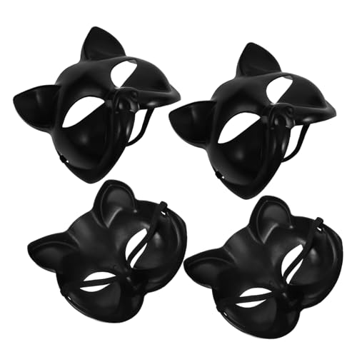 YARNOW 4 Stück DIY Leere Katzenmasken aus Kunststoff Schwarze Unbemalte Tier Gesichtsverkleidung für Karneval Maskenball Halloween Cosplay Individuell Gestaltbare Party Masquerade YARNOW 4 Stück DIY Leere Katzenmasken aus Kunststoff Schwarze Unbemalte Tier Gesichtsverkleidung für Karneval Maskenball Halloween Cosplay Individuell Gestaltbare Party Masquerade von YARNOW