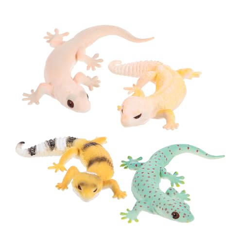 YARNOW 4 Stück Gecko Modelle Realistische Dekorative Eidechsen Figuren aus Langlebigem Kunststoff Lernspielzeug für Fantasie und Kreativität von YARNOW