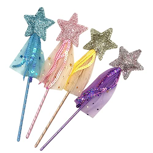YARNOW 4 Stück Glitzerstäbe Handheld Feenstäbe für Sternförmige Zauberstäbe Party und Cosplay Bühnenaufführungen und Rollenspiele von YARNOW