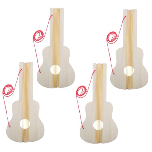 YARNOW 4 Stück Holzgitarre Gitarrenmalerei für gitarrenbausatz selber Machen Gitarrenfarbe Blanko-Scheiben zum Basteln aus Holz Gitarrenkinder hölzern Beige von YARNOW
