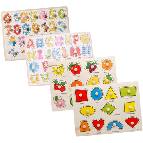 YARNOW 4 Stück Holzpuzzle für Vorschulkinder Teiliges Lernspielzeug mit Bunten Farben Kreativität und Kognitiven Fähigkeiten für Geburtstage und Feiertage von YARNOW