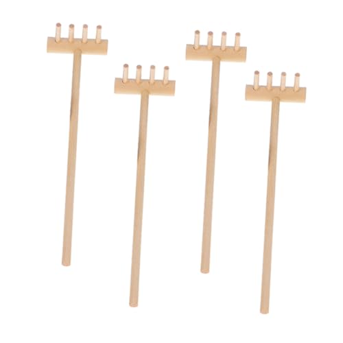 YARNOW 4 Stück Kleiner Rechen Für Sandtisch Und Mikrogarten, Miniatur-rechen, Modell, Sandkasten, Miniatur-rechen Für Selbstgemachte Kleine Rechen, Mikro-landschaftsgartengeräte von YARNOW