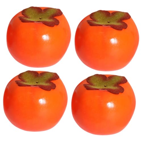 YARNOW 4 Stück Künstliche Persimonen Deko Realistische Mini Fruchtmodelle für Fotografie und Heimdekoration Langlebig und Vielseitig Einsetzbar von YARNOW