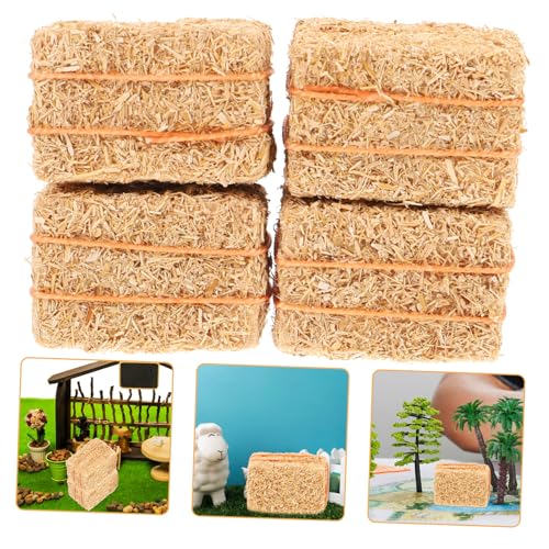 YARNOW 4 Stück Mini Heuballen Dekoration Teiliges aus Simuliertem Stroh für Puppenhaus Mikro Gartenszene Herbsternte Bauernhof DIY Basteln von YARNOW