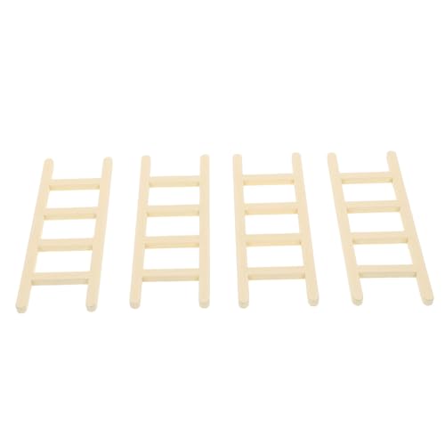 YARNOW 4 Stück Mini Holzleitern Dekorative Miniaturleiter für Puppenhäuser und DIY Projekte Hochwertige Holzdeko für Liebevolle Miniaturlandschaften von YARNOW