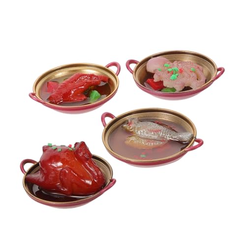 YARNOW 4 Stück Mini Hot Pot Modell Spielküche Essen Kleiner Chinesischer Hot Pot Mini Lebensmittelmodell Kleine von YARNOW