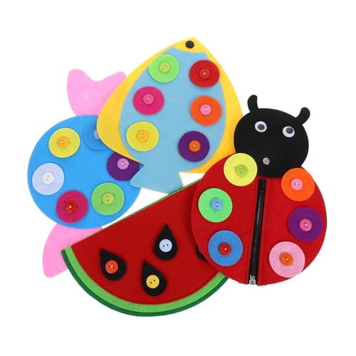 YARNOW 4 Stück Montessori Button Board Teiliges mit Knöpfen und Reißverschlüssen Weiches Stoffmaterial Fördert Feinmotorik und Hand Auge Koordination DIY Lernspielzeug für Kleinkinder von YARNOW