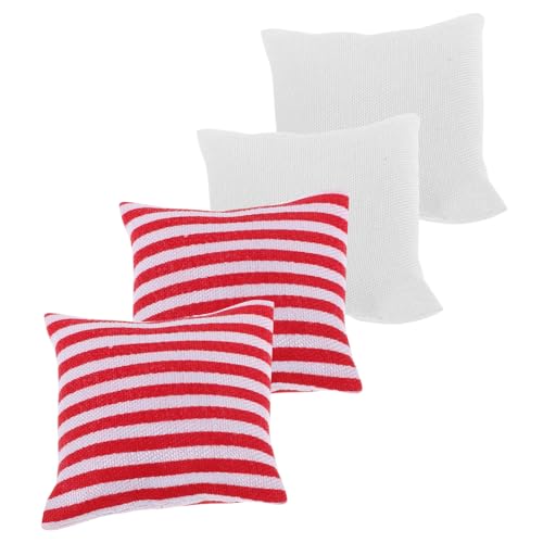 YARNOW 4 Stück Puppenhaus Dekoration Kompaktes Fake Kissen Mini Kissen Winziges Sofakissen Miniatur Dinge Mini Sofa Kissen Modell Puppenhaus Kissen Dekoration Puppenhaus Möbel von YARNOW