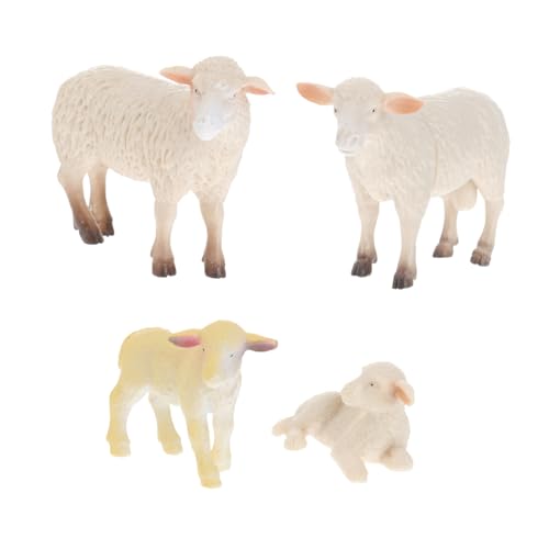 YARNOW 4 Stück Schaf Modellspielzeug Realistische Schaf Familienfiguren aus Hochwertigem für Fördert Fantasie und Kreative Spiele Dekoration für Zuhause oder Partys von YARNOW