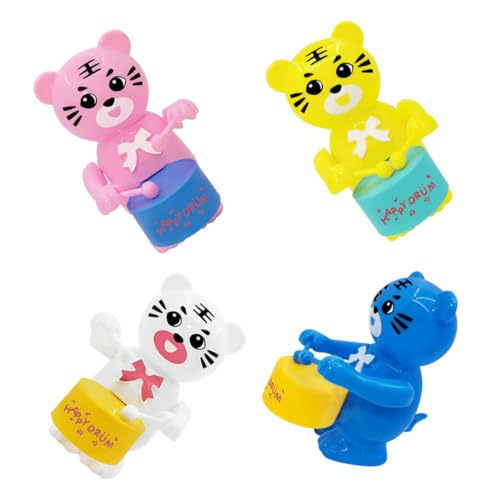 YARNOW 4 Stück Teiliges Aufziehspielzeug Tiger Lernspielzeug für Kognitive Farbenfrohe Drummer Tiger Figuren für Kreatives als Desktop Dekoration von YARNOW