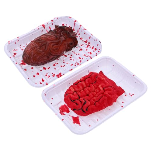 YARNOW 4 Stück Teiliges Halloween Deko mit Realistischen Blutigen Fake Herz und Gehirn Requisiten Gruselige Körperteile für Spukhaus Party und Horror Mottos Umweltfreundlich und Leicht zu YARNOW 4 Stück Teiliges Halloween Deko mit Realistischen Blutigen Fake Herz und Gehirn Requisiten Gruselige Körperteile für Spukhaus Party und Horror Mottos Umweltfreundlich und Leicht zu von YARNOW