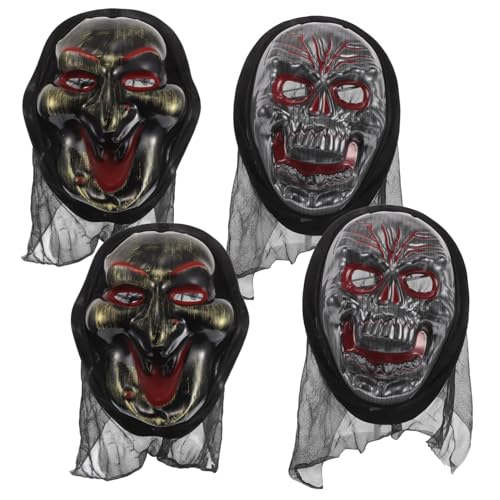 YARNOW 4 Stück Teiliges Halloween Skelett Masquerade Leichte Gruselige Cosplay Masken aus Sicherem Kunststoff für Erwachsene Halloween Party Fasching und Kostümfeste von YARNOW