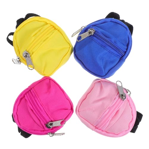 YARNOW 4 Stück Teiliges Mini Puppen-Rucksack Reißverschluss Modische Miniatur-schultaschen für Puppen Vielseitige Dollhouse Bags in Blau Rosa Gelb für Puppenkleidung und Sammelspaß von YARNOW
