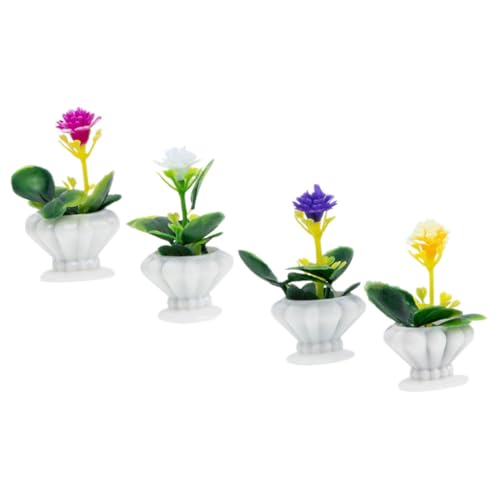 YARNOW 4 Stück Teiliges Miniatur Bonsai Puppenhaus Zubehör Realistische Topfpflanzen Deko für Miniaturgarten Micro Landschaft DIY Basteln Accessoires für Puppenmöbel und Gartenhaus von YARNOW
