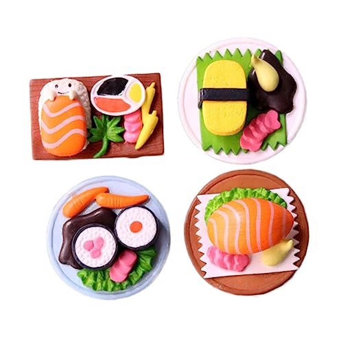 YARNOW 4 Stück Teiliges Miniatur Sushi Modell Realistische Sushi Dekoration für Zuhause Büro und Auto Hochwertige Nachbildung für Fotografie und Dekoration Zufällige Designs von YARNOW