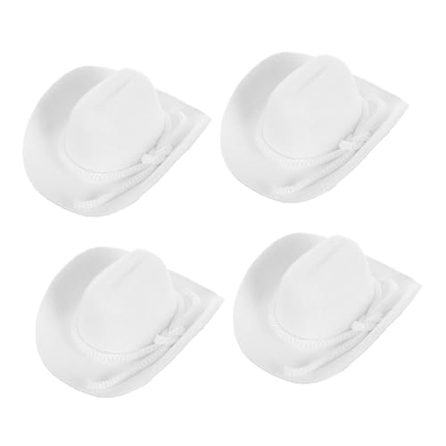 YARNOW 4 Stück Teiliges Miniatur Western Cowboy Hüte Flauschige Kleine Mini Hüte für Bastelarbeiten Puppenhausdekoration Partyaccessoires für Kleine Puppen von YARNOW