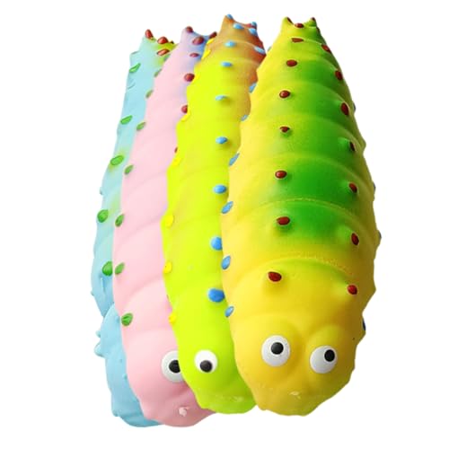 YARNOW 4 Stück Teiliges Raupe Quetschspielzeug Weiches Kompaktes Sensorisches Stressspielzeug für Jugendliche und Erwachsene Bunte Glatte Oberfläche Praktisches Zufällige Zufällige Farbe von YARNOW
