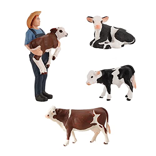 YARNOW 4 Stück Teiliges Set Farm Kühe Modellspielzeug Realistische Simulationstiere für Lernspielzeug Tierkenntnis und Kreativen Vorstellungskraft von YARNOW