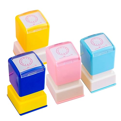 YARNOW 4 Stück Teiliges Uhr Stempelspielzeug für Uhrenerkennung Selbstfärbende Stempel aus Sicherem Material Kreative Lernhilfe für Farben Zufällige von YARNOW