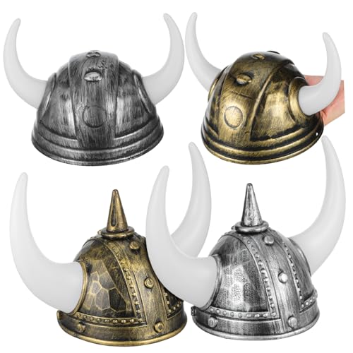 YARNOW 4 Stück Wikingerhelm mit Hörnern Mittelalterlicher Partyhut für Halloween Karneval und Tanzfeste Leichter Bequemer Festzubehör für Gruppen und Themenveranstaltungen von YARNOW