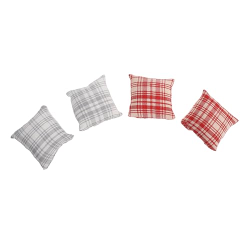 YARNOW 4 Stücke Miniatur Puppenkissen aus Baumwolle Dekorative Mini Sofakissen für Puppenhaus Langlebige Miniatur Kissen für Puppenmöbel Vielseitige Couch Dekoration Detailgetreu und von YARNOW