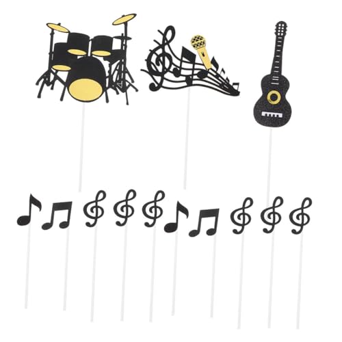YARNOW 40 Stück Kuchendekorationseinsatz Schwarze Geburtstagsdekorationen Elmo Kuchendeckel Tortenaufsatz Gitarren Dj Cake Toper Tortenaufsatz Zum Ersten Geburtstag Musiknoten Papier von YARNOW