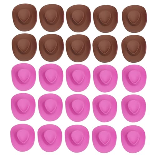 YARNOW 40 Stück Mini Cowboyhüte für Puppen Teiliges Rosa Braun Dekorative Hüte für Kleine Puppen Vielseitige Mini Hüte für DIY Dekoration und Puppenzubehör von YARNOW