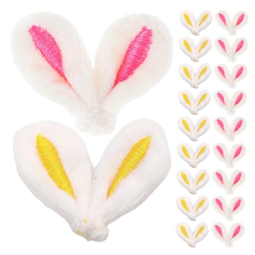 YARNOW 40 Stück Plüsch Hasenohren Machen Hasenohren Haarklammern Material Bausatz Haarspange mit Hasenohren und Schleife Kind Hasenohren Halloween Cosplay Hasenohren von YARNOW