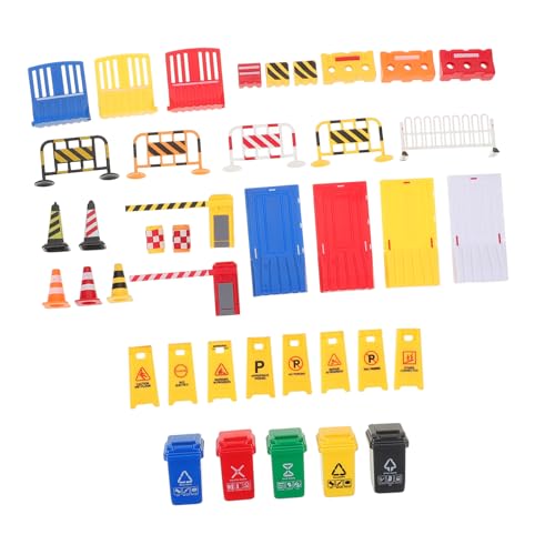 YARNOW 40 Stück Teiliges Verkehrsschilder Spielset aus Robustem Kunststoff mit Mini Verkehrskegeln und Tragbar und Interaktiv Pädagogisches Lernspielzeug für Verkehrserziehung von YARNOW