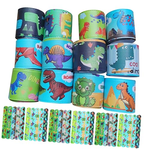 YARNOW 48 Stück Dino Slap Armbänder für Lustige Dekorative Handgelenkarmbänder im Dinosaurier Design Zufällige für Geburtstagsfeiern von YARNOW