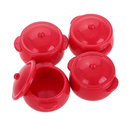 YARNOW 4Er Set Mini-Puppenhaus-Zubehör Mini-Food-Kochen Dollhouse Dekorationen Küchenzubehör für Puppenstuben Mini-Puppenhauszubehör winziges Kochen Plastik rot von YARNOW