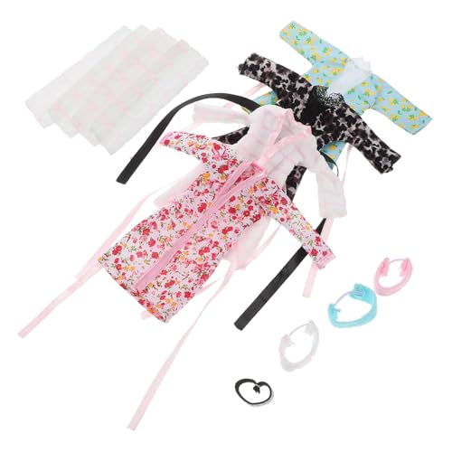 YARNOW 4 Stück Puppenpyjama mit Bademantel Handtuch und Stirnband Kleiner Toilettenartikel für Puppen Ankleidespiele Nachtwäsche und Bademantel für Babypuppen von YARNOW