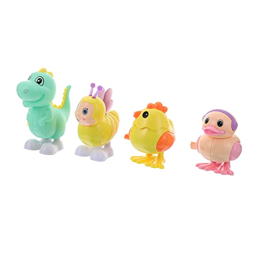 YARNOW 4Stücke Aufzieh Tierspielzeug für Tierfiguren Hühnchen Ente Biene Dinosaurier Hochwertiges Langlebiges für Interaktion und Spaß von YARNOW