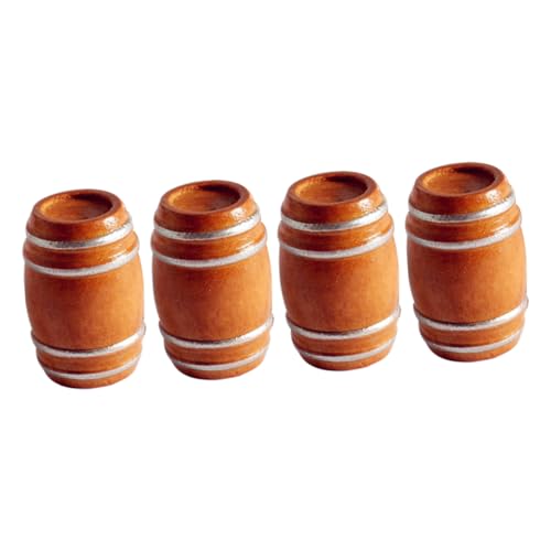 YARNOW 4Stücke Holzfässer Mini Bierfässer Modelle Getränkezubehör Für Puppenhaus Und Dekoration Figurenmodelle Für Märchen Und Bar Szenen von YARNOW