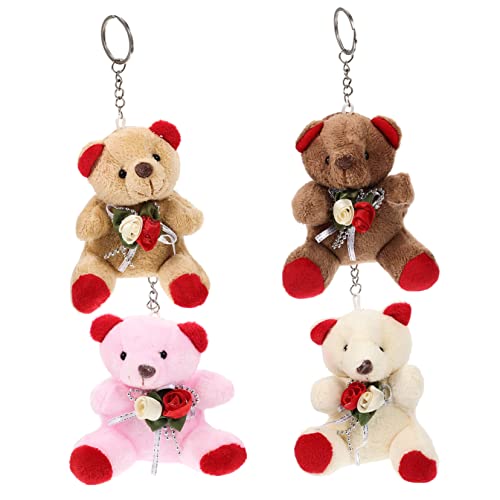 YARNOW 4Stücke Kuscheliger Mini Bär Schlüsselanhänger Plüschtiere und Kreative Anhänger für Taschen Rucksäcke und Schlüssel Niedliche Deko von YARNOW