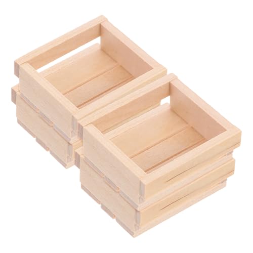YARNOW 4stücke Kleine Holzkisten Holzhandwerk Nistholzkorb Obstkorb Puppenhaus Blumenkorb Mikrolandschaftsornament Für Feengarten-Dekoration Maßstab von YARNOW