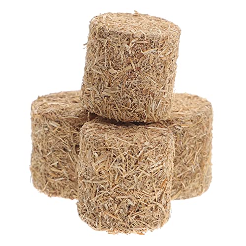 YARNOW 4Stücke Mini Heuballen Dekoration Rustikale Tischdekoration Für Szenenlayout Und Requisiten Realistische Heuballen Modelle Für DIY Farm Und Puppenhaus Deko von YARNOW