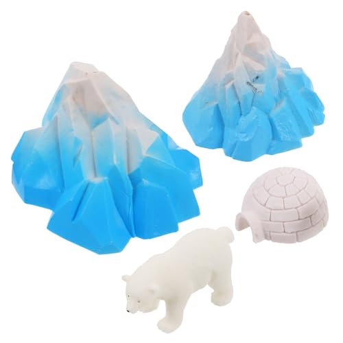 YARNOW Kleiner Iglu Spielzeug Satz mit 4 Eishäusern und Polartierfiguren für Kinder Puppenhaus Dekoration Mikrolandschaft Vielseitige Winteratmosphäre von YARNOW