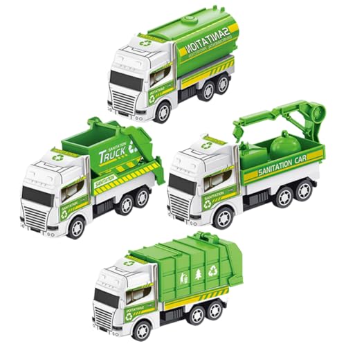 YARNOW 4 Stücke Müllwagen Spielzeug für Jungen und Mädchen Simulations Müllauto mit Reibungsantrieb Kompakte Größe Robuste Verarbeitung Lehrreiches für Kinder von YARNOW