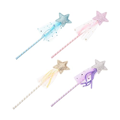 YARNOW 4Stücke Teiliges Sternform Feenstab für Glitzernde Zauberstäbe für Märchenparty und Cosplay Einzigartiges Design für Kreative Spielstunden von YARNOW