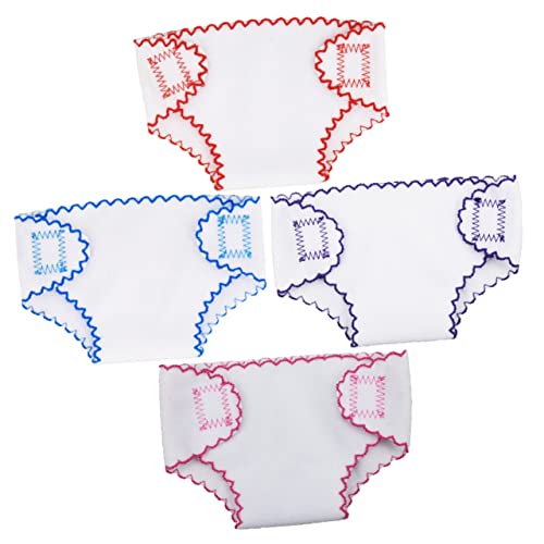YARNOW 4Stücke Wiederverwendbare Babypuppenwindeln Aus Puppenunterhosen Zubehör Für Puppen Langlebig Waschbar Farben Perfektes von YARNOW