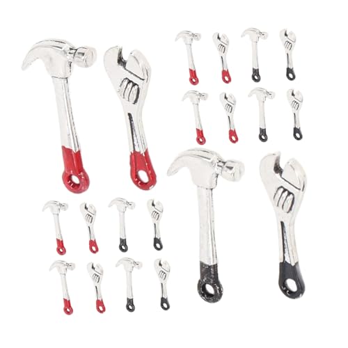 YARNOW 5 Sätze Miniatur-werkzeugset für Puppenhäuser Metall Mini Schraubenschlüssel und Hammer Realistische Reparaturwerkzeuge für Bastler Detailgetreues Wartungsset für von YARNOW