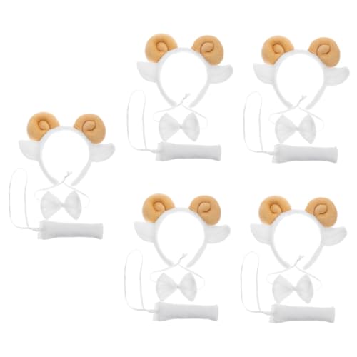 YARNOW 5 Sätze Plüsch Schaf Kostüm Set mit Stirnband und Fliege Weiche Haarreife mit Schafhörnern Bequemes Cosplay Zubehör für Halloween Karneval und Party Passend für Altersgruppen YARNOW 5 Sätze Plüsch Schaf Kostüm Set mit Stirnband und Fliege Weiche Haarreife mit Schafhörnern Bequemes Cosplay Zubehör für Halloween Karneval und Party Passend für Altersgruppen von YARNOW